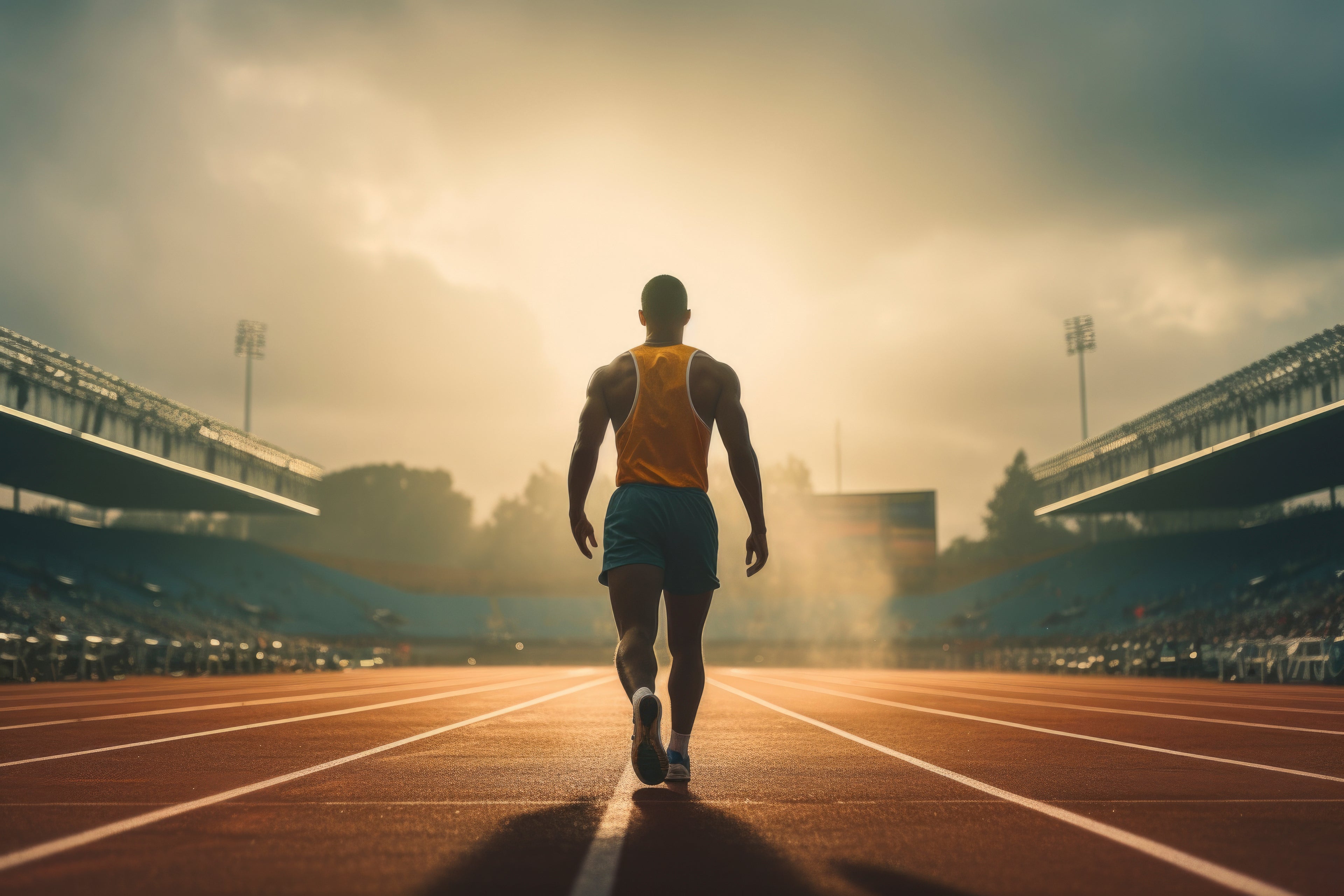 Coureur de dos après une course en route vers son cadre personnalisé Runner's Frame.